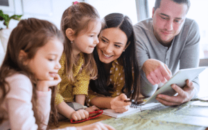 family going through enrollment