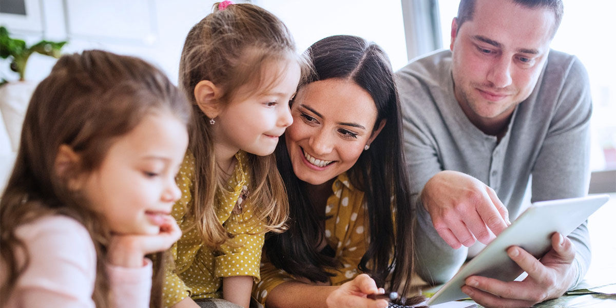 family going through enrollment